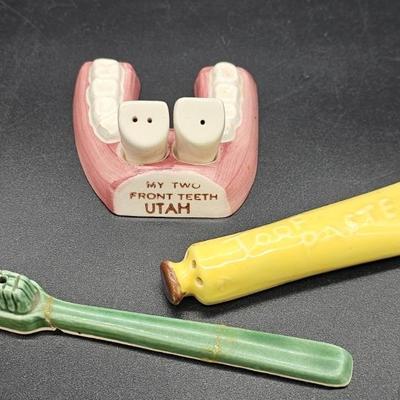 (3) Vintage Dental Novelty Ceramic S+P Shakers