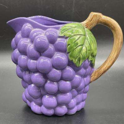 Ceramic Grape Themed Pitcher