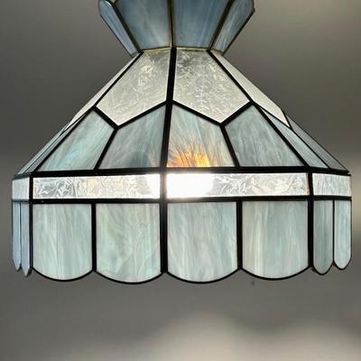 Blue Vintage Stained Glass Hanging Light