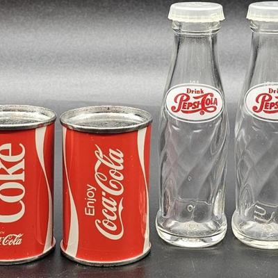 (4) Coca-Cola & Pepsi-Cola Salt & Pepper Shakers