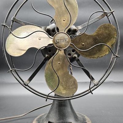 Vtg. 1926 Emerson Brass Electric Oscillating Fan
