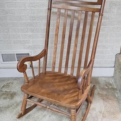 Vintage Wooden High Back Rocking Chair