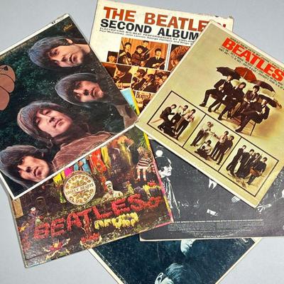 (6PC) BEATLES COLLECTION #1 VINYL | Early Beatles including: Beatles â€˜65 T2228; Meet The Beatles T2047; The Beatles Second Album T2080;...