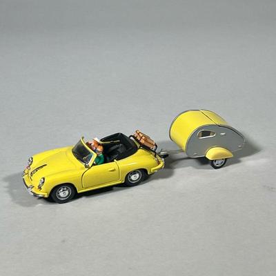 SCHUCO TOY PORSCHE WITH CAMPER | l. 7 in (overall length)