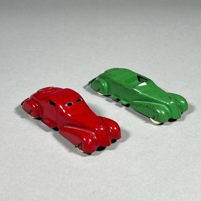 (2PC) ANTIQUE STREAMLINE TOY CARS | l. 4.25 in (length)