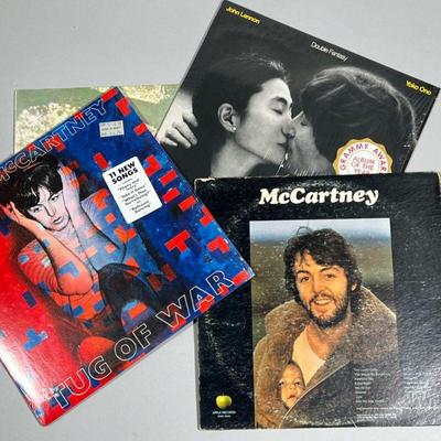 (4PC) JOHN LENNON & PAUL MCCARTNEY VINYL SOLO ALBUMS | Includes: Double Fantasy GHS2001; Plastic Ono Band SW3372; McCartney STAO3363; Tug...