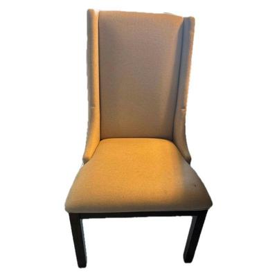 (6PC) HIGH-BACK DINING CHAIRS | Taupe upholstery on wooden frames in great condition!