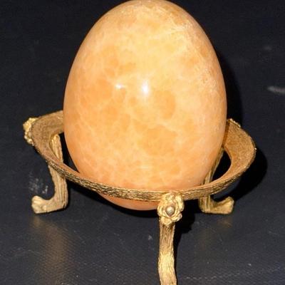 Polished Chalcedony Stone Egg on Stand