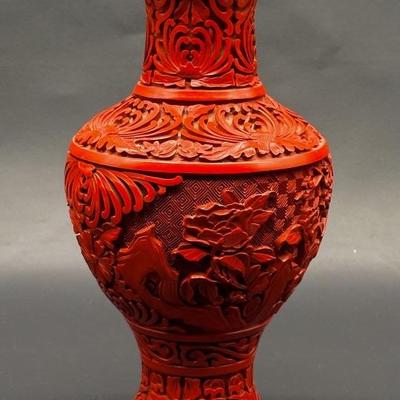 Chinese Lacquer Carved Cinnabar Vase