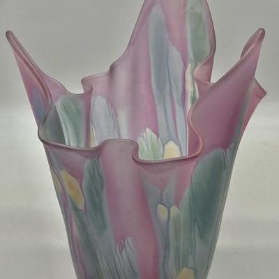 Art Nouveau Satin Glass Handkercheif Vase
