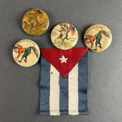 Lot 54 | Spanish-American War Political Cartoon Pins