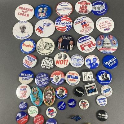 Lot 8 | 50 Political Buttons. Mostly Reagan/Bush . Some Clinton .