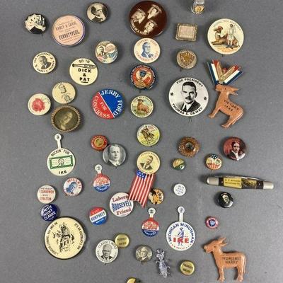 Lot 63 | Antique Political Collection. Truman, Willkie, Ike, Dewey & more