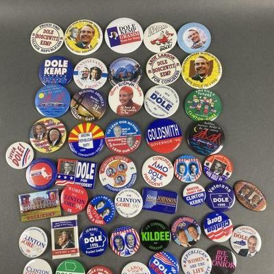 Lot 90 | 50 Political Buttons. Dole/Kemp & Clinton/Gore