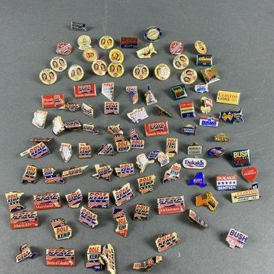 Lot 87 | Large Collection Of Political Pins. Clinton/Gore , Dole/Kemp, Hillary Clinton & more