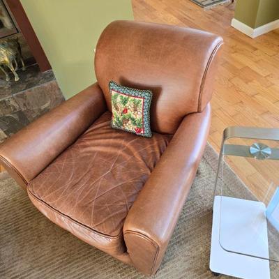 Leather chair & ottoman