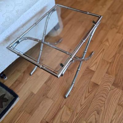 MCM bamboo design chrome & glass tables