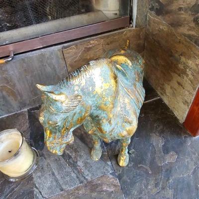 Antique brass horse