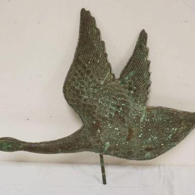 1028	VINTAGE COPPER WEATHER VANE, FLYING GOOSE, APPROXIMATELY 30 IN X 22 IN
