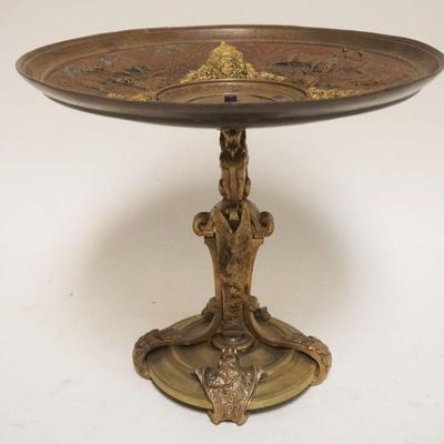1086	ANTIQUE BRONZE TAZZA EMBOSSED W/ANIMALS & WINGED GRIFFEN, APPROXIMATELY 9 1/2 IN X 8 1/2 IN HIGH
