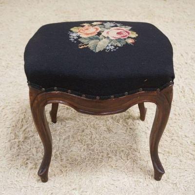 1114	WALNUT VICTORIAN NEEDLEPOINT STOOL, APPROXIMATELY 18 IN X 16 IN X 18 IN HIGH
