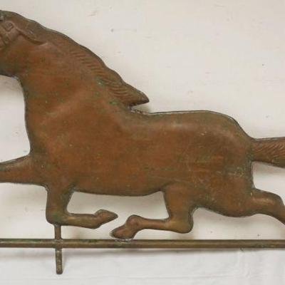 1032	VINTAGE COPPER WEATHER VANE, GALLOPING HORSE, APPROXIMATELY 34 IN X 18 IN HIGH
