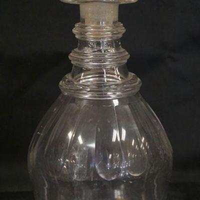 1178	ANTIQUE BLOWN GLASS DECANTER WITH 3 NECK RINGS, APPROXIMATELY 10 1/4 IN H
