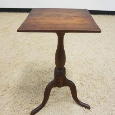 1123	PRIMITIVE CHERRY CANDLE STAND, APPROXIMATELY 18 IN SQ X 27 IN HIGH

