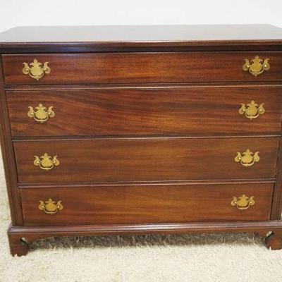 1120	SOLID MAHOGANY 4 DRAWER CHEST ON BRACKET FEET, APPROXIMATELY 46 IN X 21 IN X 35 IN HIGH
