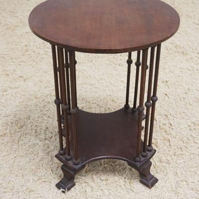 1119	DIMINUTIVE VICTORIAN MAHOGANY ROUND STAND, STICK & BALL, APPROXIMATELY 15 IN X 19 IN HIGH
