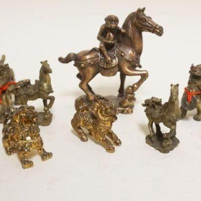 1072	GROUP OF ASSORTED SOLID BRASS ASIAN ITEMS, LARGEST APPROXIMATELY 4 IN HIGH
