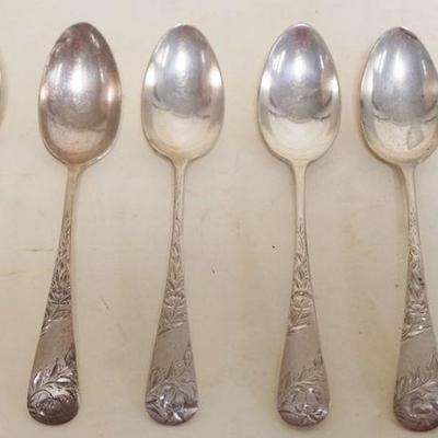 1208	6 ANTIQUE STERLING SILVER SPOONS, 4.3 TOZ
