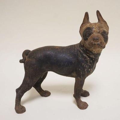 1008	ANTIQUE CAST IRON BOSTON TERRIER DOG DOOR STOP, APPROXIMATELY 12 IN X 11 IN HIGH
