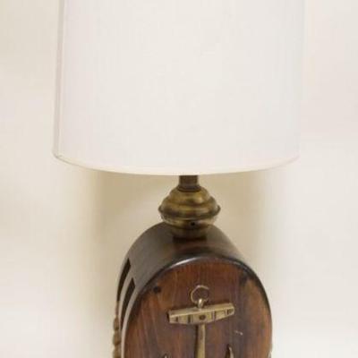 1254	LARGE MODEL OF NAUTICAL DOUBLE PULLEY TABLE LAMP, APPROXIMATEY 35 IN H

