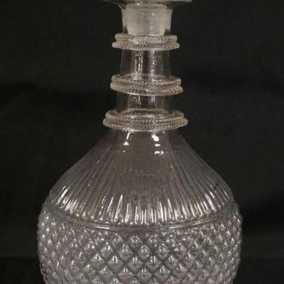 1177	ANTIQUE BLOWN GLASS DECANTER WITH 3 NECK RINGS, APPROXIMATELY 10 1/2 IN H
