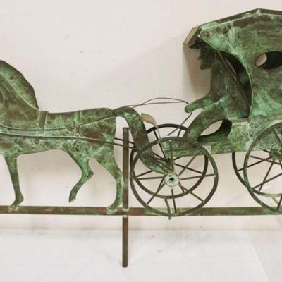 1037	VINTAGE COPPER WEATHER VANE, HORSE & AMISH BUGGY W/DRIVER, APPROXIMATELY 28 IN X 19 IN HIGH
