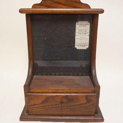 1160	ANTIQUE PENNY STORE GAME OF CHANCE GUM DISPENSER IN OAK CASE, WITH DRAWER, LOCK AND KEY, APPROXIMATELY 14 IN X 9 IN X 21 IN H

