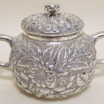 1238	STERLING SILVER FLORAL EMBOSSED SUGAR WITH LID, 16 TOZ
