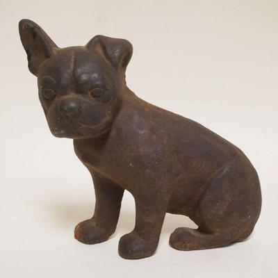 1012	ANTIQUE CAST IRON BOSTON TERRIER DOG DOOR STOP, APPROXIMATELY 7 IN X 8 IN HIGH
