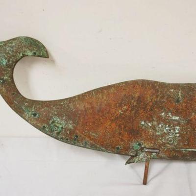 1029	VINTAGE COPPER WEATHER VANE, WHALE, APPROXIMATELY 38 IN X 19 IN HIGH
