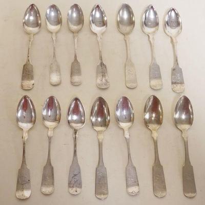 1225	14 COIN SILVER SPOONS, INCLUDING S.T. CHILD, 8.6 TOZ
