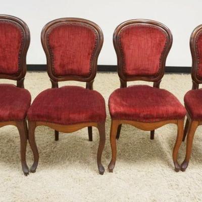 1111	SET OF 4 UPHOLSTERED WALNUT VICTORIAN CHAIRS
