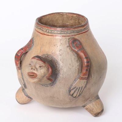 Costa Rican Style Polychrome Anthropomorphic Urn