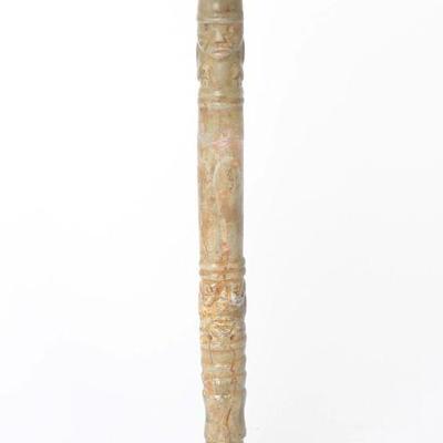 Costa Rican Green Jade Stone Figural Tube Bead