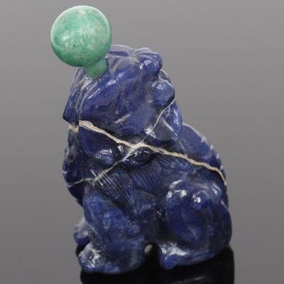 Antique Lapis Foo Dog Snuff Bottle