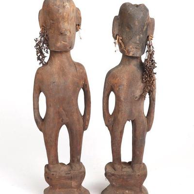 Male and Female Ifugao Rice Gods, Wood Carved