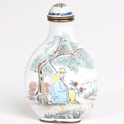 Chinese Hand Painted Metal Snuff Bottle