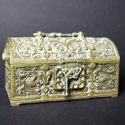 Brass Repousse Jewelry Casket