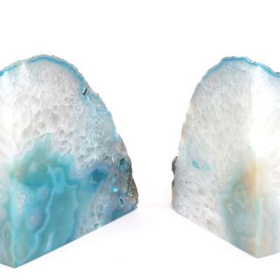 Ocean Wave Blue Agate Bookends