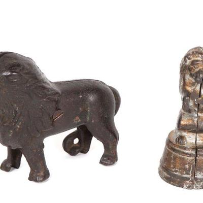 19th Century Lion Coin Bank Banks